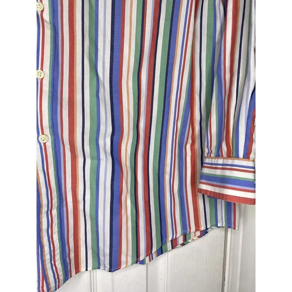 J Crew Mens‎ Cotton Oarsmen Button Front Shirt Multicolor Stripes Large- Read